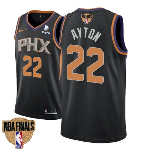 Men's Phoenix Suns #22 Deandre Ayton 2021 Black NBA Finals Statement Edition Stitched Jersey